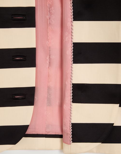 Valentino - Maxi Barré Cotton Satin Jacket - Vanilla/black/paris - Woman - Jackets And Blazers