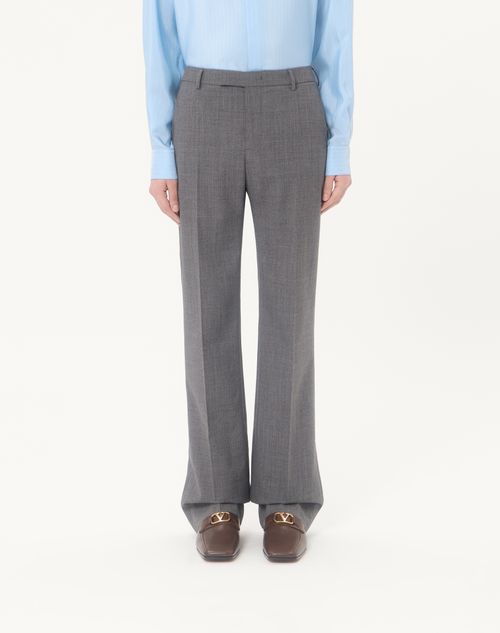 Valentino - Valentino Mouliné Wool Trousers - Black/grey - Man - Trousers And Shorts