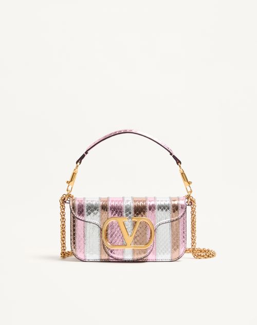 Valentino Garavani - Valentino Garavani Locò Small Shoulder Bag In Laminated Elaphe - Multicolour - Woman - Shoulder Bags