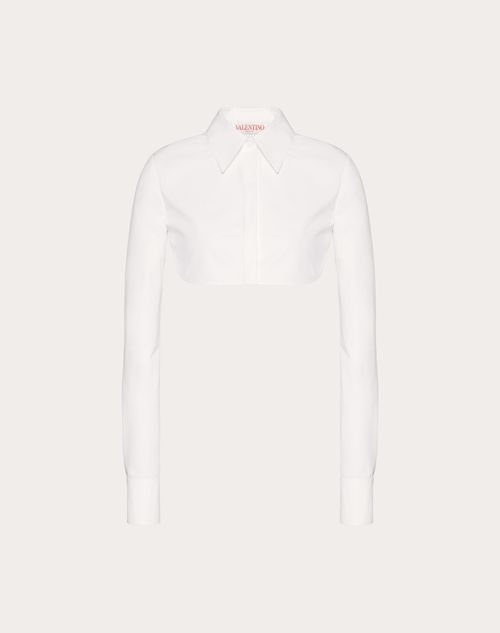 Valentino - Compact Popeline Blouse - Optic White - Woman - Shirts And Tops