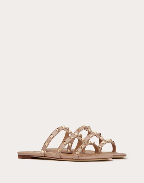 Valentino Garavani - Rockstud Flat Slide Sandal - Poudre - Woman - Rockstud Sandals - Shoes