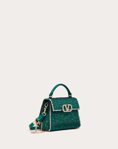 Valentino Garavani - Mini Vsling Handbag With Jewel Embroidery - Emerald - Woman - Top Handle Bags