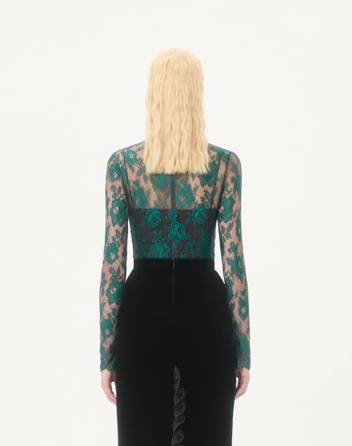 Valentino - Lace Top - Marine/emerald - Woman - Shirts & Tops