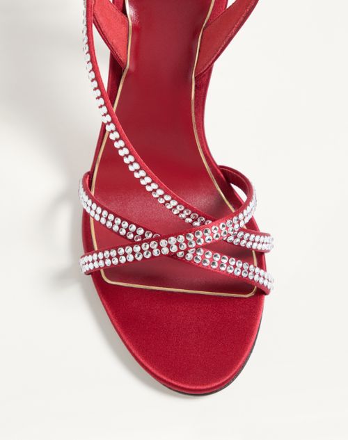 Valentino Garavani - Dans Le Foyer Satin Sandal With Crystals 105mm - Rosso Valentino - Woman - Sandals
