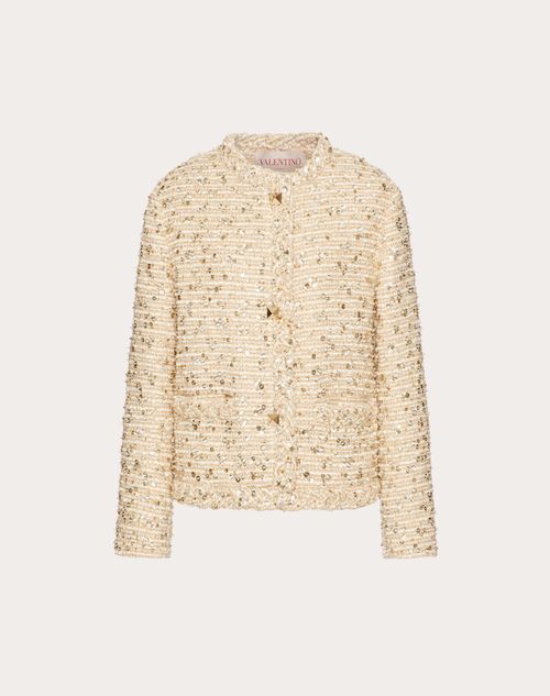 Valentino - Gold Cotton Tweed Jacket - Gold/ivory - Woman - Jackets And Blazers