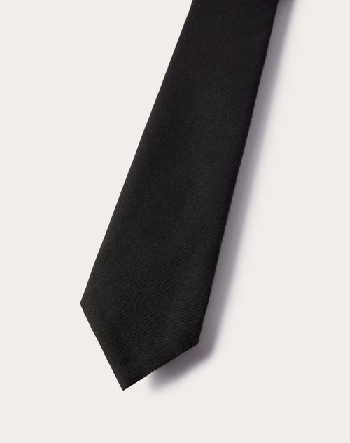 Valentino Garavani - Valentie Tie In Wool And Silk - Black - Man - Ties