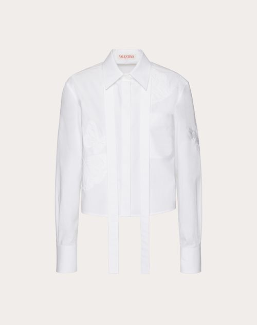 Valentino - Embroidered Cotton Poplin Shirt - Optic White - Woman - Shirts And Tops
