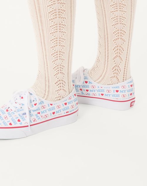 Valentino Garavani - Valentino Garavani And Vans Low-top Trainer In Valentino Vans Love Print Fabric - White/rouge Pur/sky Blue - Woman - Sneakers
