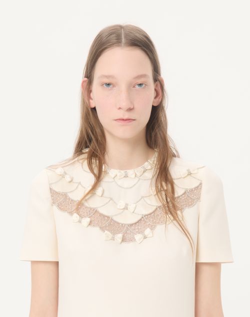 Valentino - Embroidered Crepe Couture Short Dress - Ivory - Woman - Dresses
