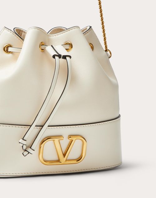 Valentino Garavani - Mini Bucket Bag In Nappa With Vlogo Signature Chain - Light Ivory - Woman - Gifts For Her