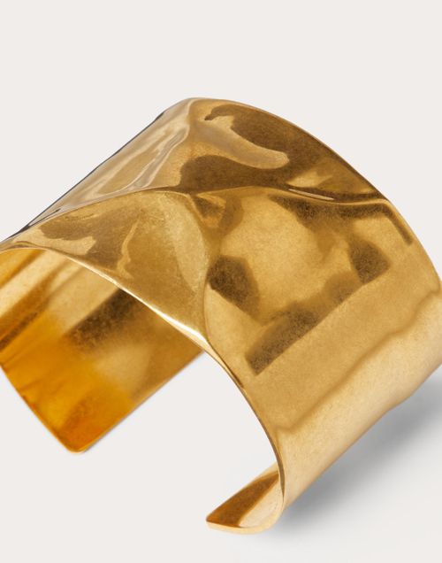 Valentino Garavani - Roman Stud Hammered-effect Metal Bracelet - Antique Brass - Woman - Woman Sale