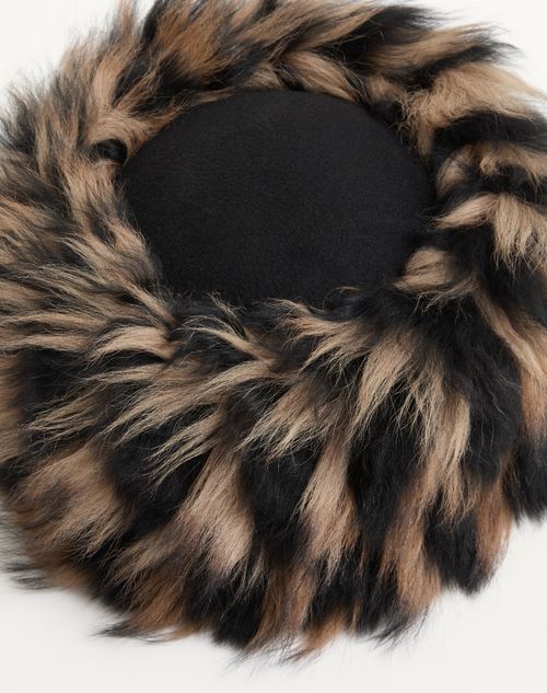 Valentino Garavani - Cappello In Pelliccia Di Agnello - Marrone/nero - Donna - Cappelli E Guanti