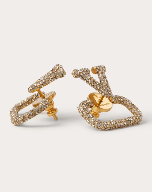 Valentino Garavani - Vロゴ シグネチャー メタル X スワロフスキー®クリスタル ピアス - ゴールド/クリスタルシルバー - ウィメンズ - ジュエリー