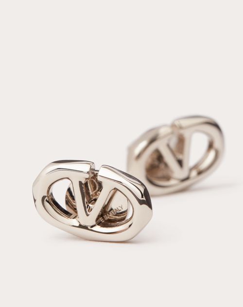 Valentino Garavani - Vlogo Boldies Metal Earrings - Palladium - Man - Jewellery