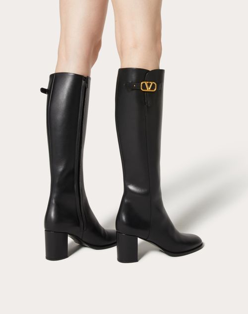 Vlogo Signature Calfskin Boot 70mm for Woman in Black Vlogo Signature Calfskin Boot 70mm for Woman in Black