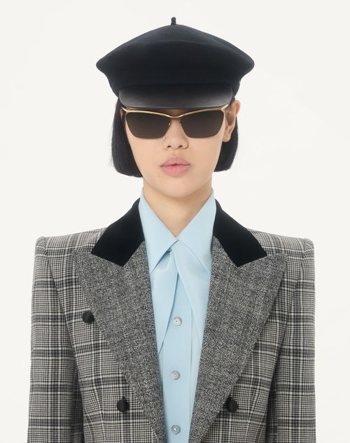 Valentino - Wool Jacket With Check Pattern - Grey - Woman - Jackets And Blazers