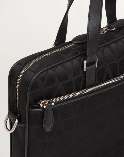 Toile Iconographe Technical Fabric Work Bag With Leather Details for Man in Black Valentino PT