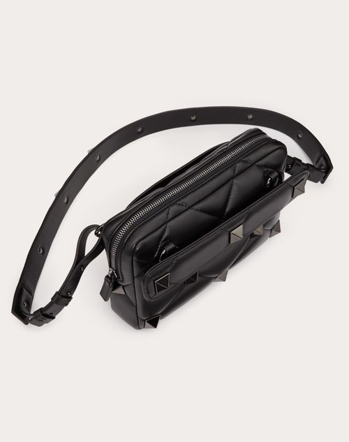 Roman Stud Small Leather Shoulder Bag in Black - Valentino