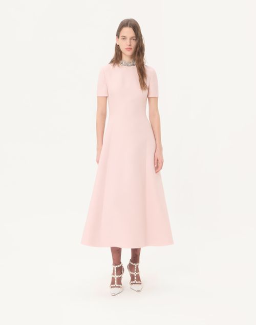 Valentino - Crepe Couture Embroidered Midi Dress - Pink/silver - Woman - Dresses