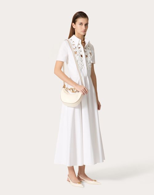 Valentino - Embroidered Compact Poplin Midi Dress - White - Woman - Dresses