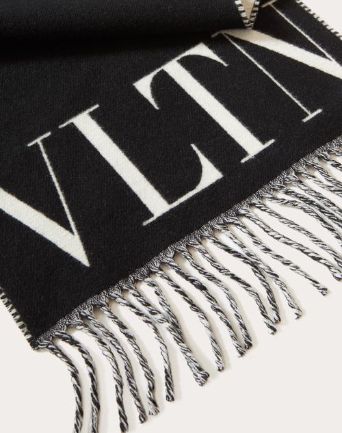 Valentino Garavani - Vltn Wool And Cashmere Scarf - Black - Man - Small Treats