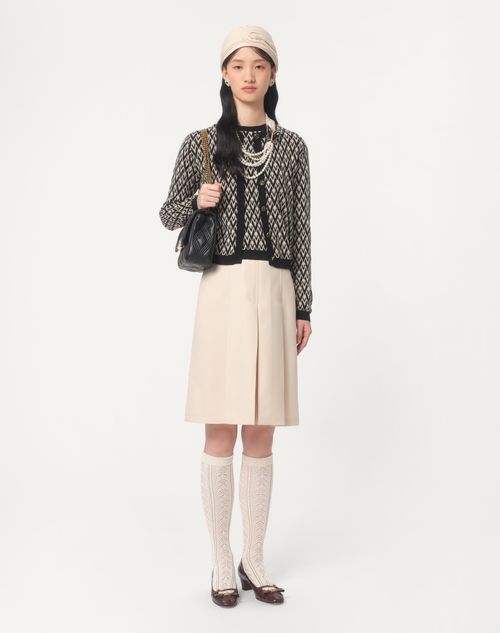Valentino - Toute La V Jacquard Wool Jumper - Cream/black - Woman - Knitwear