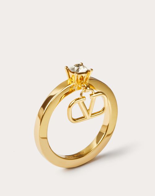 Valentino Garavani - Mini Vlogo Signature Metal Ring With Swarovski® Crystals - Gold - Woman - Woman View All