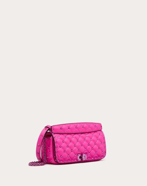 Valentino Garavani - Rockstud Spike Calfskin Shoulder Bag - Pink Pp - Woman - Shoulder Bags