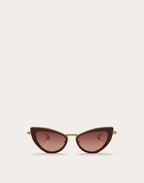 Valentino - Viii - Lunettes Œil-de-chat En Titane Et Polyamide Avec Clous - Bordeaux/​rose Dégradé - Femme - Lunettes De Soleil