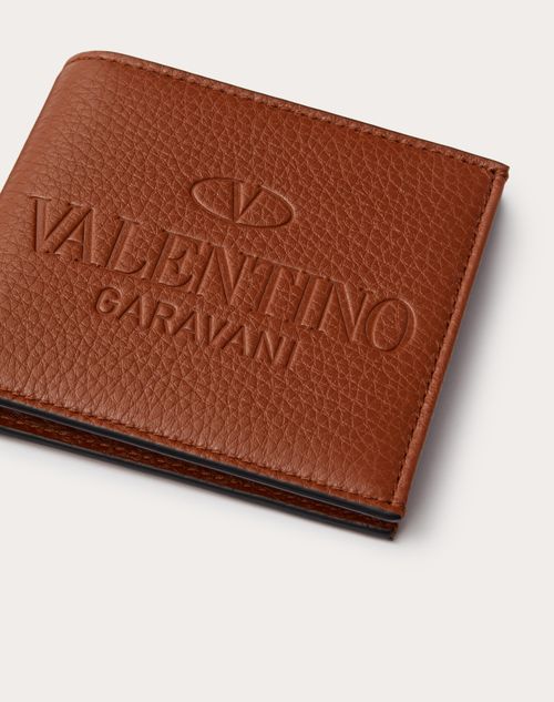 Valentino Garavani - Valentino Garavani Identity Wallet - Saddle Brown - Man - Wallets And Small Leather Goods