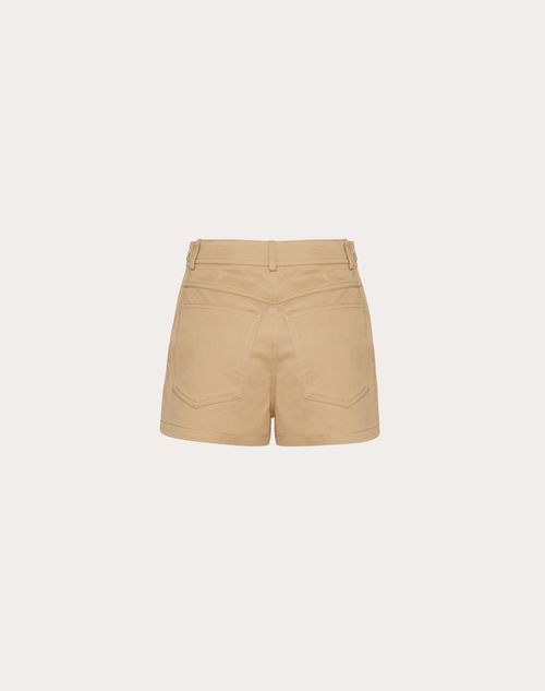 Valentino - Stretch Cotton Shorts - Beige - Woman - Pants And Shorts