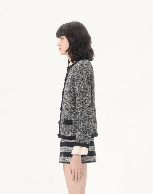 Valentino - Linen And Lurex Knitted Jacket - Black/ivory - Woman - Jackets And Blazers