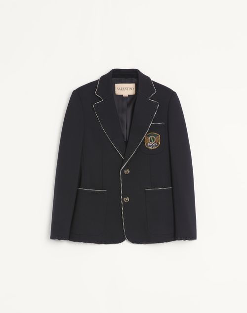 Valentino - Chaqueta Valentino De Lana Con Botonadura Sencilla Y Parche De Valentino - Negro - Hombre - Abrigos Y Blazers