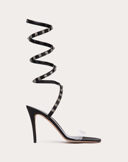 Valentino Garavani - Rockstud Satin Sandal 100 Mm - Black - Woman - Sandals