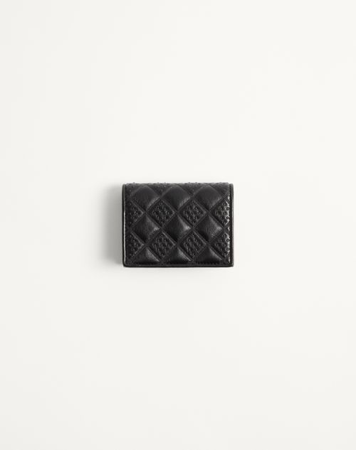 Valentino Garavani - Valentino Garavani Flutterby Wallet In Shiny Nappa Leather With Butterfly Embroidery - Black - Woman - Accessories