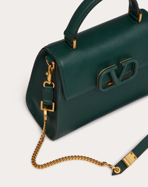 Small Vsling Grainy Calfskin Handbag for Woman in English Green