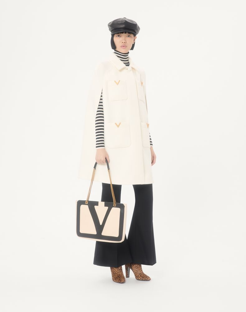 Valentino Garavani Viva Superstar Medium Nappa Leather Shopping Bag Woman Butter/Black Uni