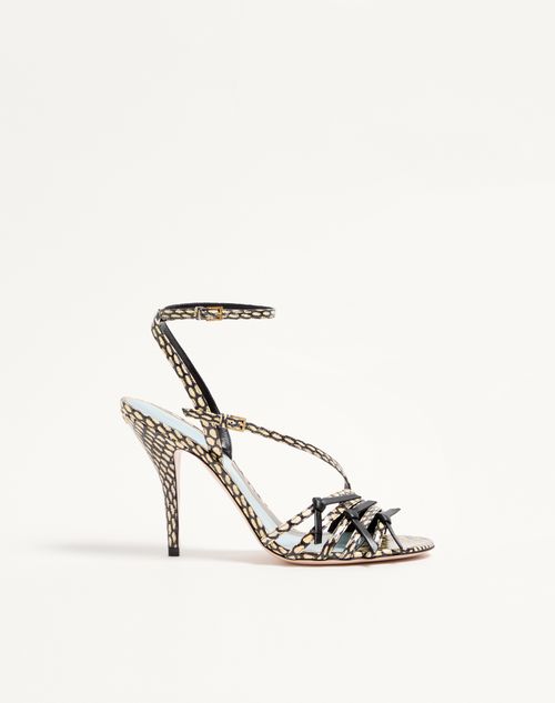 Valentino Garavani - Nodine Elaphe Sandal 100mm - Ivory/black - Woman - Sandals