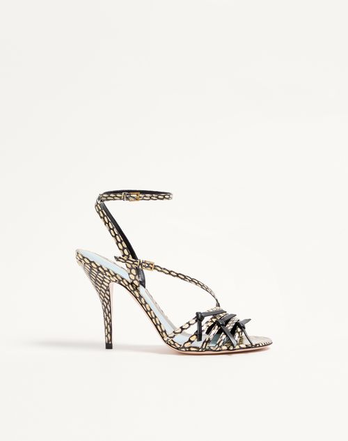 Valentino Garavani - Nodine Elaphe Sandal 100mm - Ivory/black - Woman - Sandals