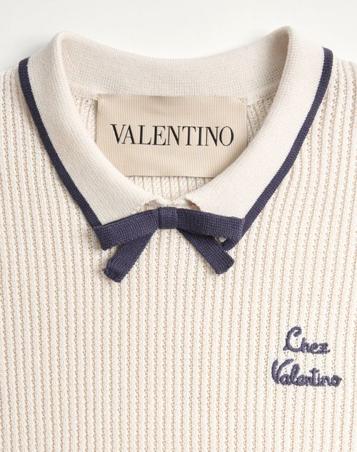 Valentino - Cotton Top - Birch/provence Blue/birch - Woman - Knitwear
