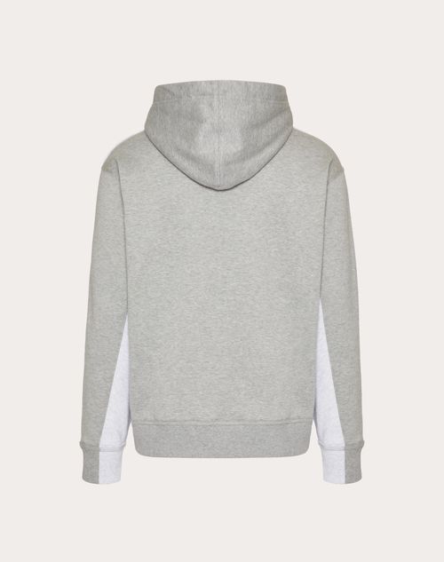 Valentino - Cotton Hooded Sweatshirt With Rockstud Untitled Studs - Grey - Man - T-shirts And Sweatshirts