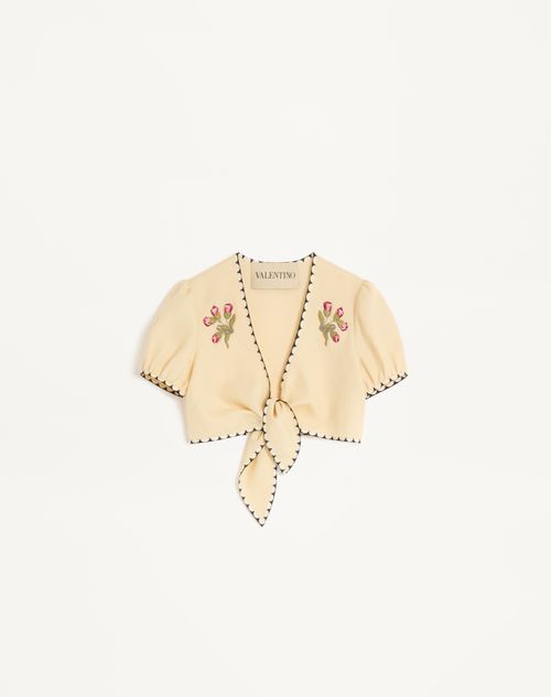 Valentino - Embroidered Top - Birch/multicolour - Woman - Shirts And Tops