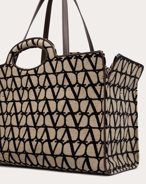 Valentino Garavani Toile Iconographe raffia tote bag - Neutrals