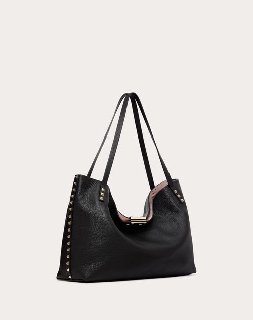 Valentino Black Rockstud Tote 44A Nero/Rose Quartz