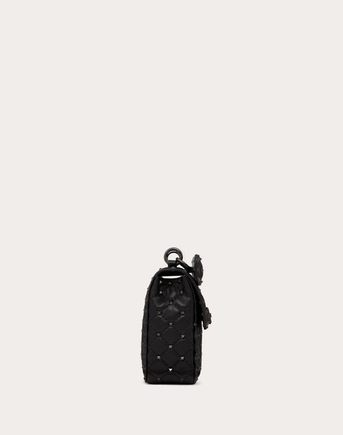 Medium Nappa Rockstud Spike Bag for Woman in Black