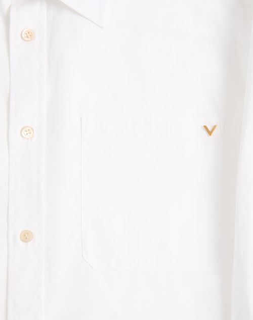 Valentino - Valentino Oxford Cotton Shirt With Vgold - White - Man - Shirts