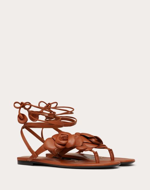Valentino Garavani - Valentino Garavani Atelier Shoes 03 Rose Edition Flat Thong Sandal - Tan - Woman - Woman Sale