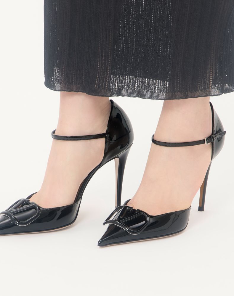 Valentino Garavani Vlogo Signature D'orsay Patent Leather Pumps 100Mm Woman Black 35.5