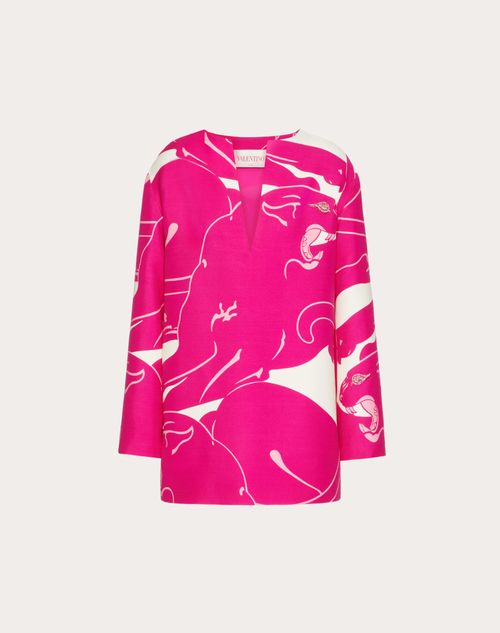 Valentino - Vestido Corto De Crepe Couture Panther - Pink Pp/blanco - Mujer - Vestidos