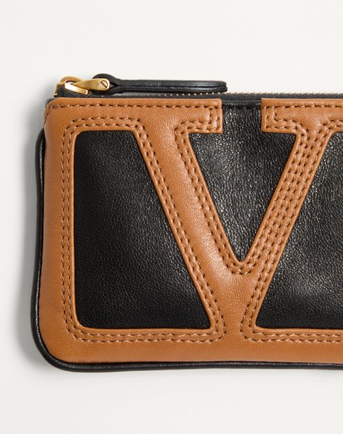 Valentino Garavani - Valentino Garavani Viva Superstar Nappa Leather Key Ring - Black/spice - Woman - Shelf - W Acc - Keyrings And Bag Charms